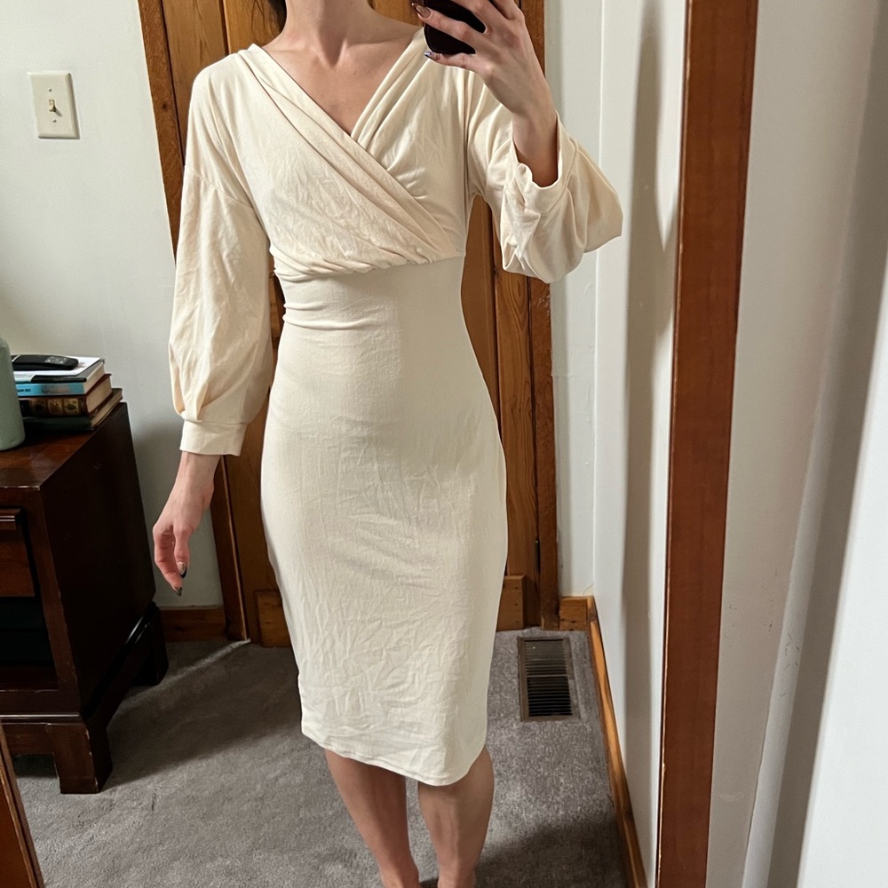 Cream Midi Knit Dress